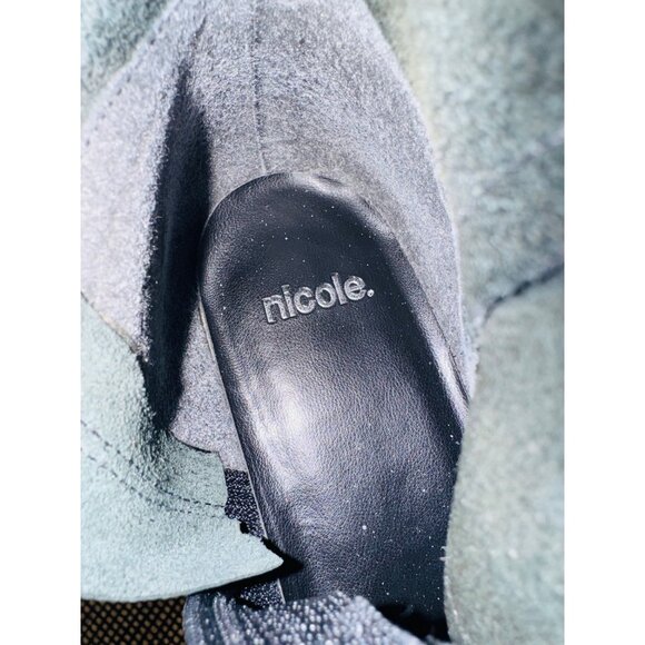 Nicole Womens Black Leather Knee-High Silver Concho Riding Western Boots 7.5 - Picture 6 of 11